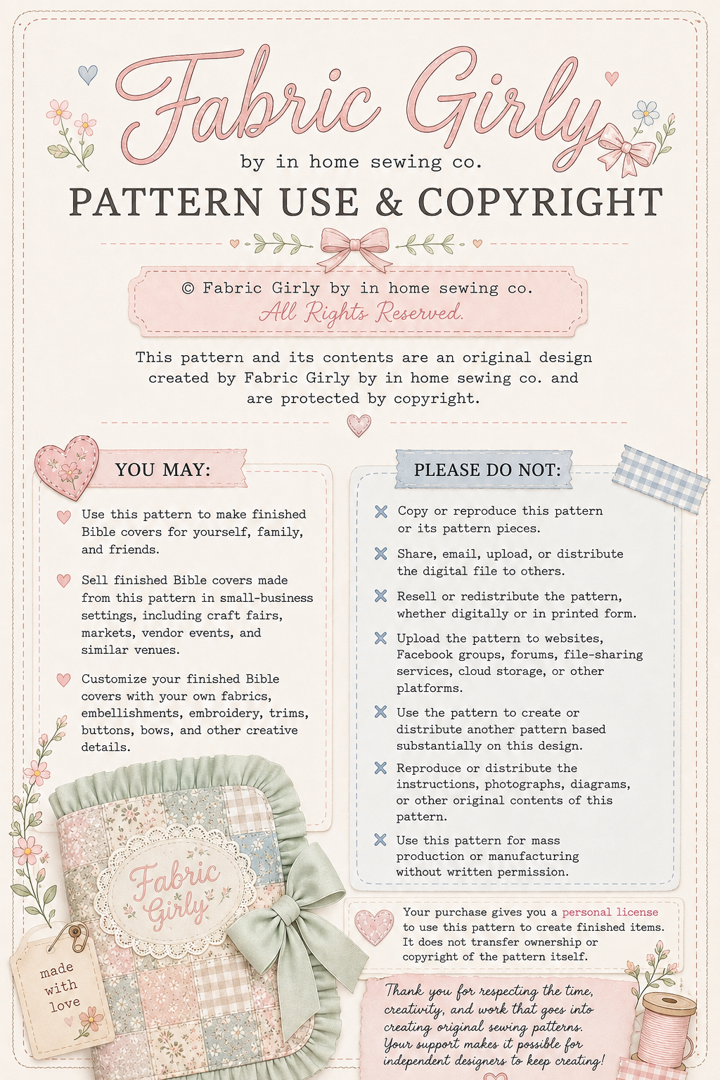 HEIRLOOM BIBLE COVER SEWING PATTERN