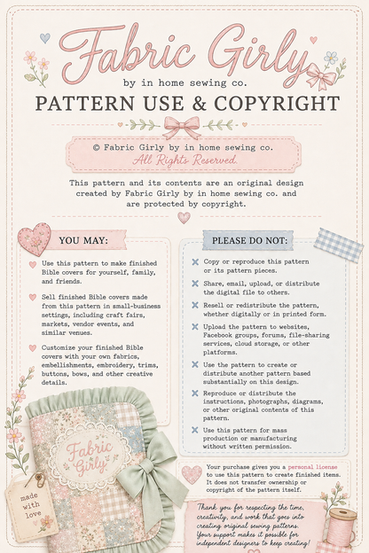 HEIRLOOM BIBLE COVER SEWING PATTERN